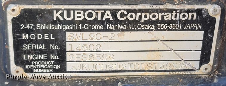 image for item MH9581 2015 Kubota SVL90-2  tracked skid steer loader