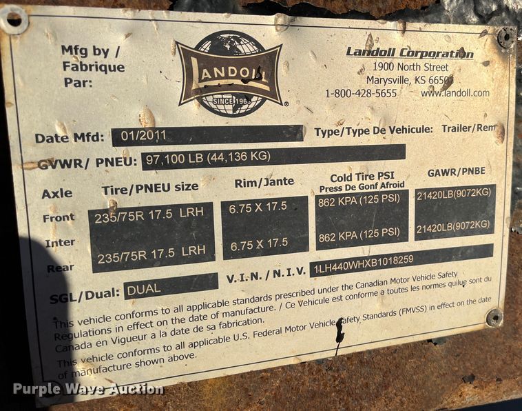 image for item MN9447 2011 Landoll  drop tilt deck equipment trailer