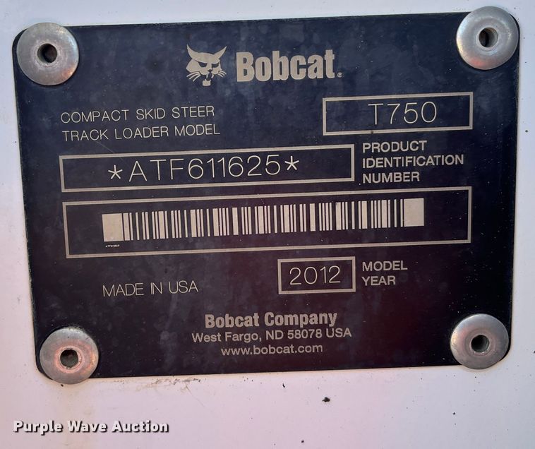 image for item MN9448 2012 Bobcat T750  tracked skid steer loader