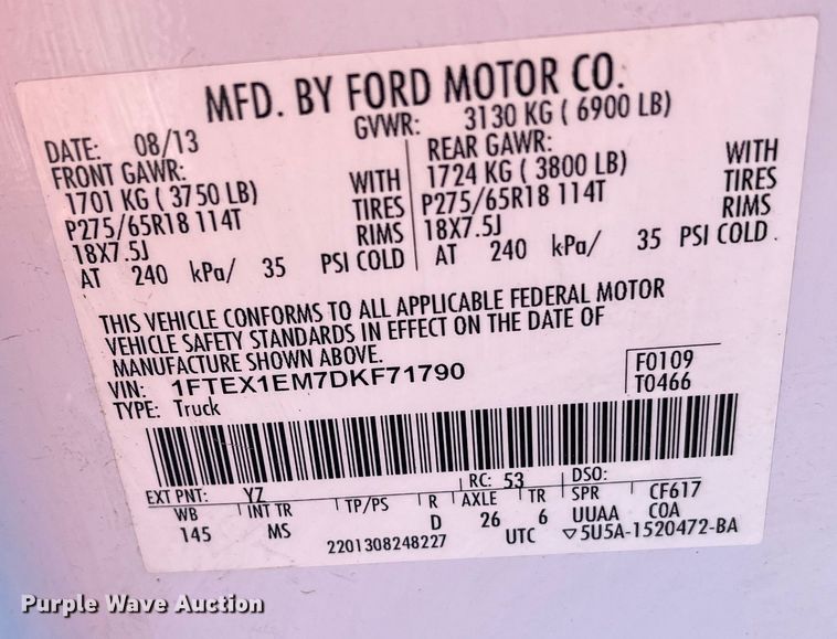 image for item MN9450 2013 Ford F150  SuperCab pickup truck