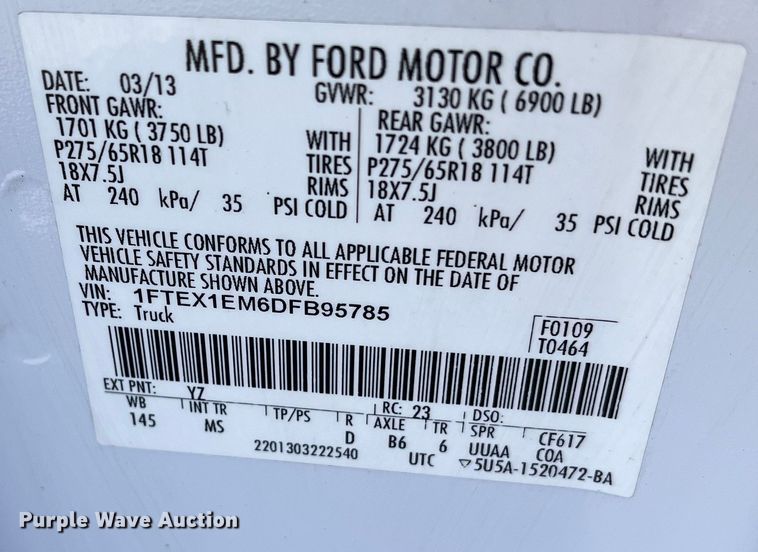 image for item MN9451 2013 Ford F150  SuperCab pickup truck