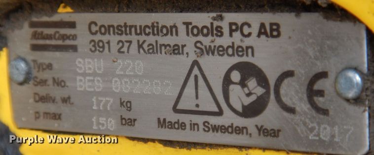 image for item MW9416 2017 Atlas Copco SBU220  skid steer breaker