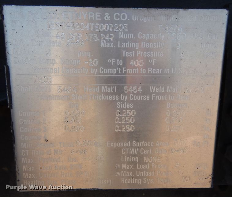 image for item DF8253 1996 Etnyre CD-1040  tank trailer