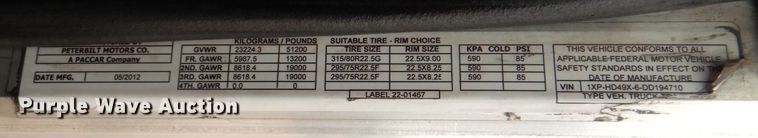image for item DH7523 2013 Peterbilt 386  semi truck