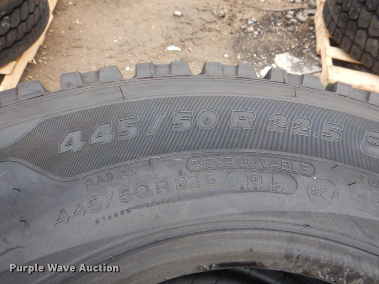 image for item DH7527 (2) Michelin X-One Line Grip 445/50R22.5 tires