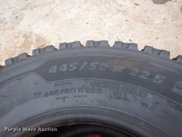 image for item DH7530 (2) Michelin X-One Line Grip 445/50R22.5 tires