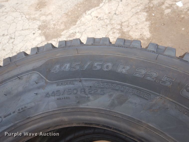 image for item DH7534 (2) Michelin X-One Line Grip 445/50R22.5 tires