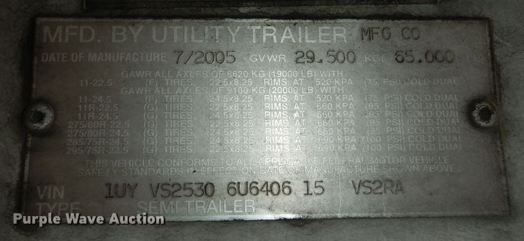 image for item DI6853 2006 Utility VS2RA  refrigerated van trailer
