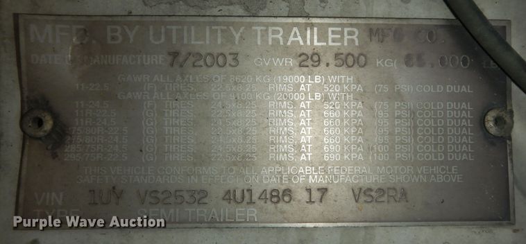 image for item DI6856 2004 Utility VS2RA  refrigerated van trailer