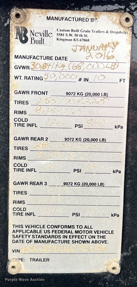 image for item DM2533 2017 Neville  drop deck equipment trailer