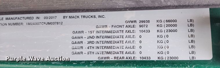 image for item DM4896 2018 Mack GU713  dump truck