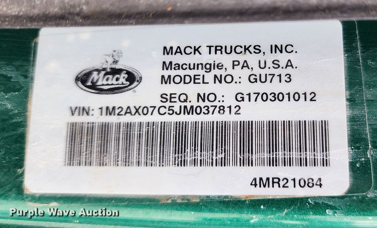 image for item DM4896 2018 Mack GU713  dump truck