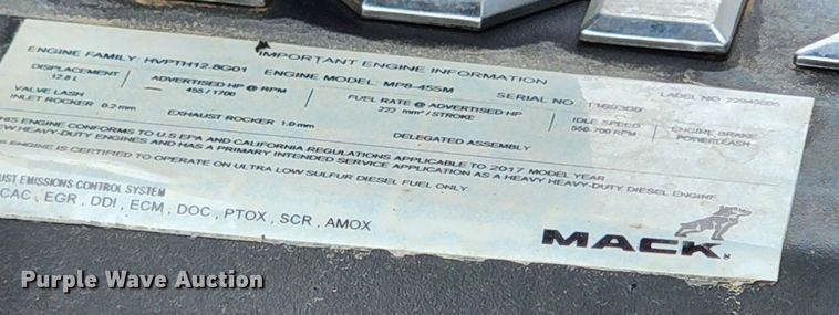 image for item DM4896 2018 Mack GU713  dump truck