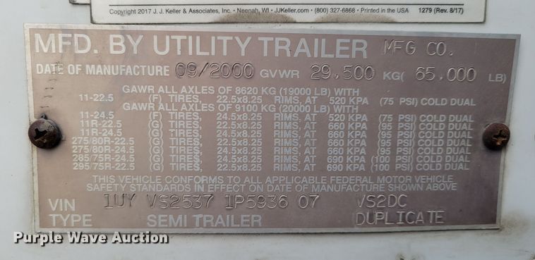 image for item DM8140 2001 Utility Trailer V52DC  dry van trailer