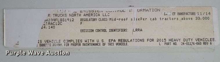 image for item DM8144 2015 Freightliner Cascadia  semi truck