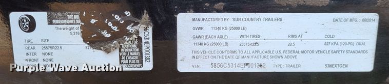 image for item DO3459 2015 Sun Country Trailers  car carrier