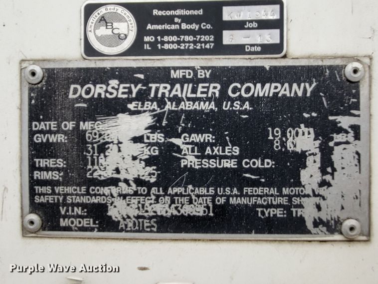 image for item DO3510 2003 Dorsey AIDTES dry van trailer