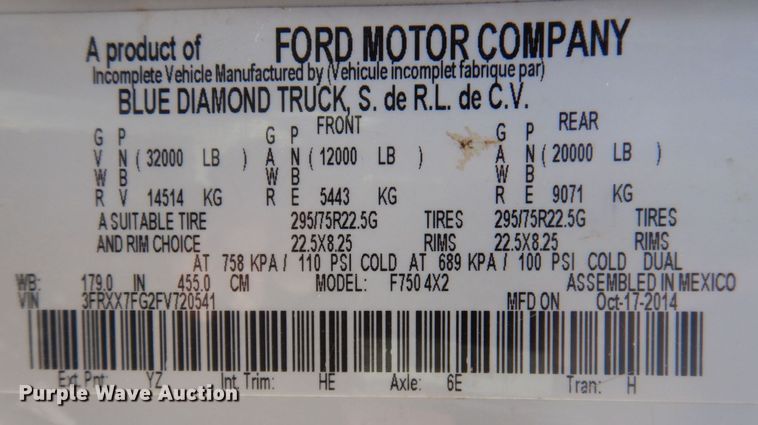 image for item DP0415 2015 Ford F750 Super Duty XLT  SuperCab flatbed truck