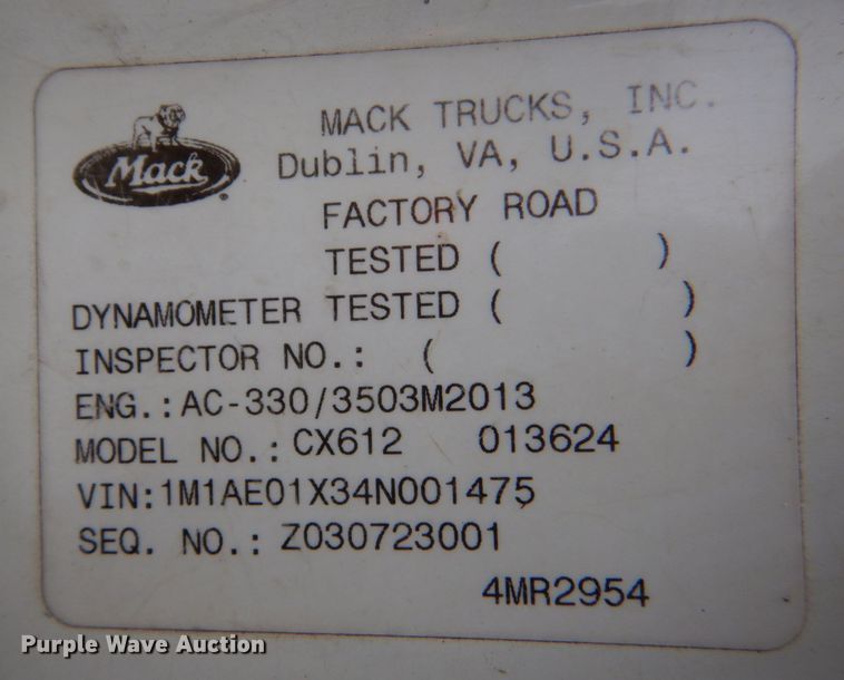 image for item DP8598 2004 Mack CX612  roll-off container truck