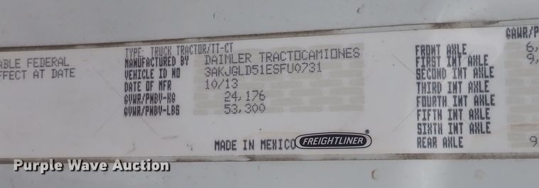 image for item DQ2978 2014 Freightliner Cascadia Evolution  semi truck