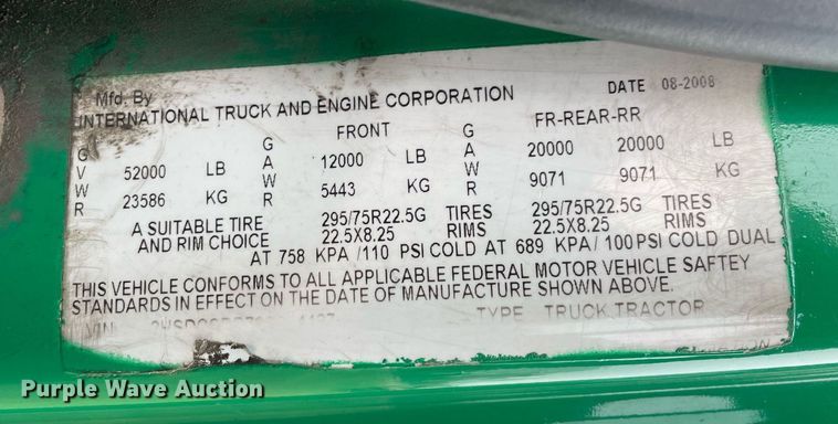image for item JL9749 2009 International ProStar Premium  semi truck