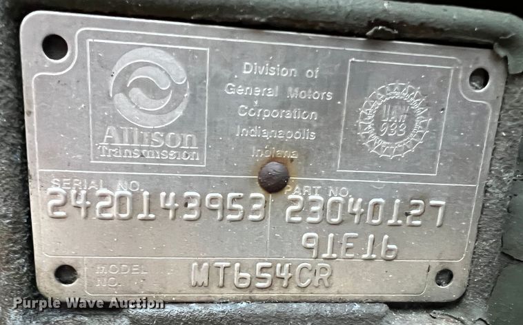 image for item JU9747 Allison MT654CR  automatic transmission