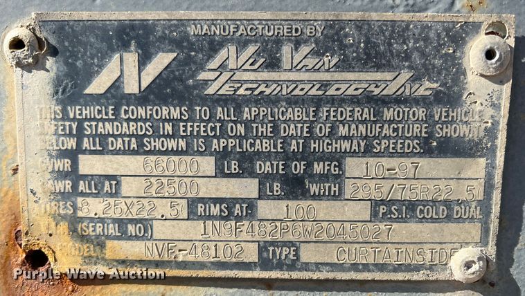 image for item JV9468 1998 Nu Van  dry van trailer