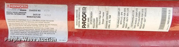 image for item LL9755 2016 Kenworth T680  semi truck