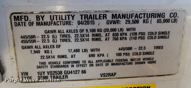 image for item LL9757 2016 Utility 300R refrigerated van trailer