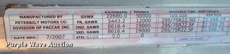 image for item ME9559 2008 Peterbilt 388 semi truck