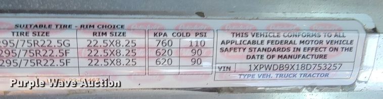 image for item ME9559 2008 Peterbilt 388 semi truck