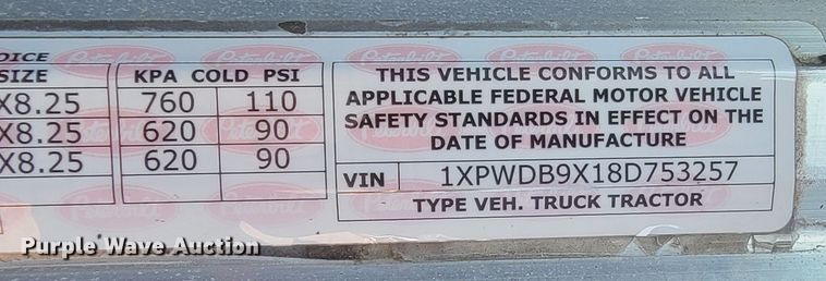 image for item ME9559 2008 Peterbilt 388 semi truck