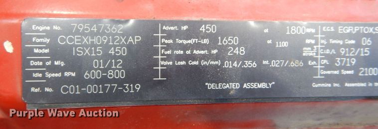 image for item MT9979 2012 Freightliner Cascadia 125  semi truck