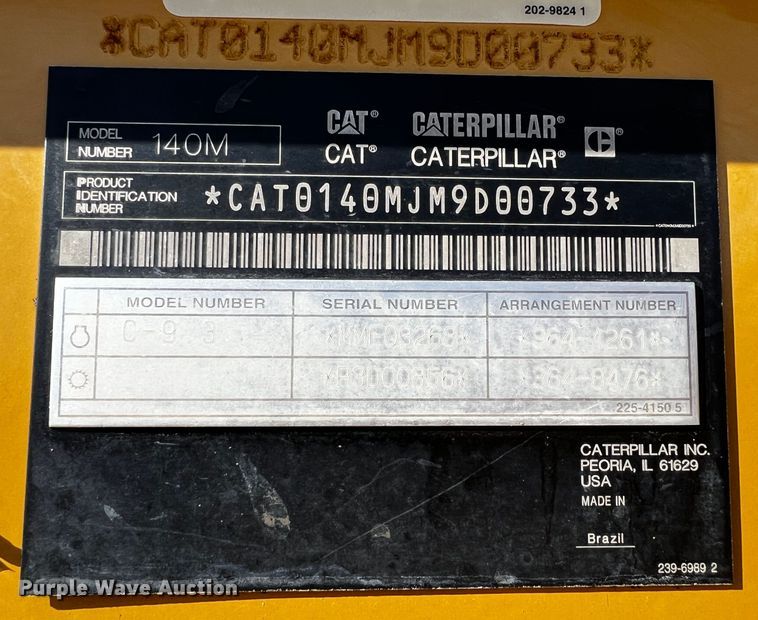 image for item DO8879 2011 Caterpillar 140M2 VHP  motor grader