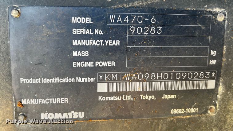 image for item DO8882 2010 Komatsu WA470-6  wheel loader