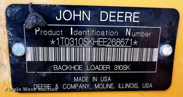 image for item DO8885 2014 John Deere 310SK  backhoe