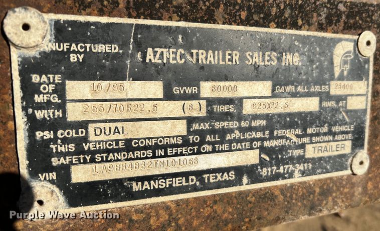 image for item DO8914 1996 Aztec  drop deck equipment trailer