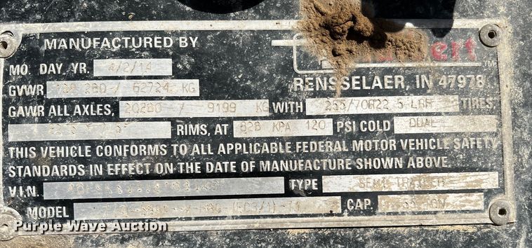 image for item DO8916 2014 Talbert  lowboy equipment trailer