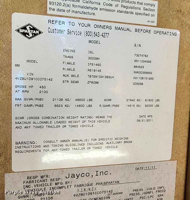 image for item DO8941 2012 Entegra Coach Anthem  RV