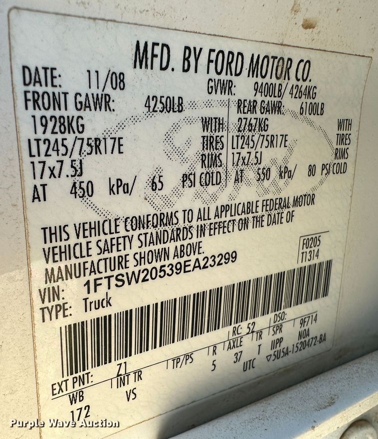 image for item JD9659 2009 Ford F250  Super Duty  Crew Cab pickup truck