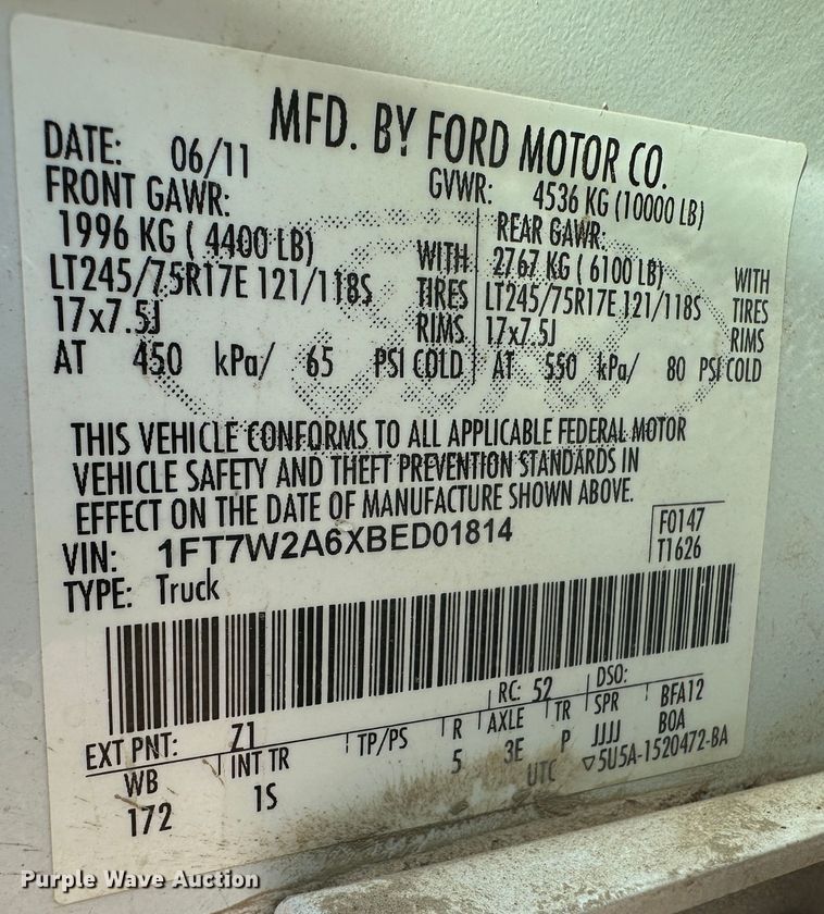 image for item JD9660 2011 Ford F250  Super Duty  Crew Cab pickup truck