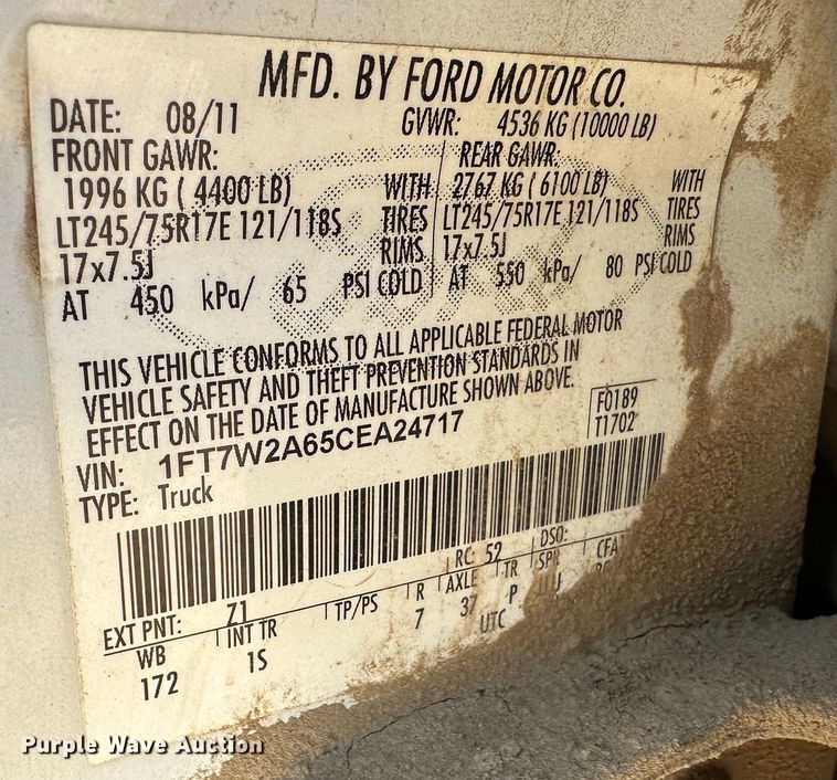 image for item JD9661 2012 Ford F250  Super Duty  Crew Cab pickup truck