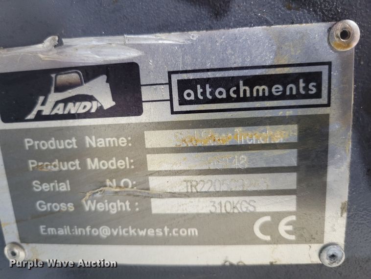 image for item LY9848 Handy Attachments HST48  skid steer trencher