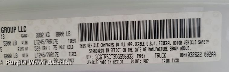 image for item MH9618 2013 Dodge Ram 2500HD  Crew Cab pickup truck