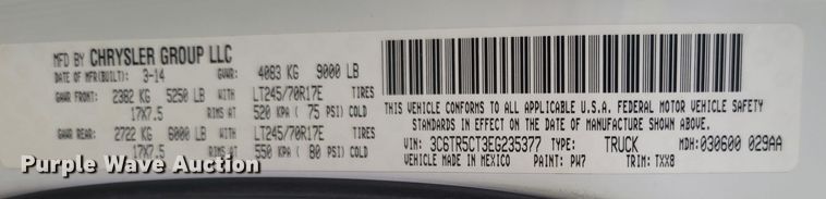 image for item MH9619 2014 Dodge Ram 2500HD  Crew Cab pickup truck