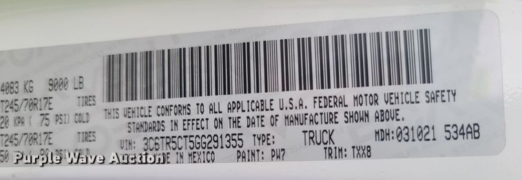 image for item MH9624 2016 Dodge Ram 2500HD  Crew Cab pickup truck