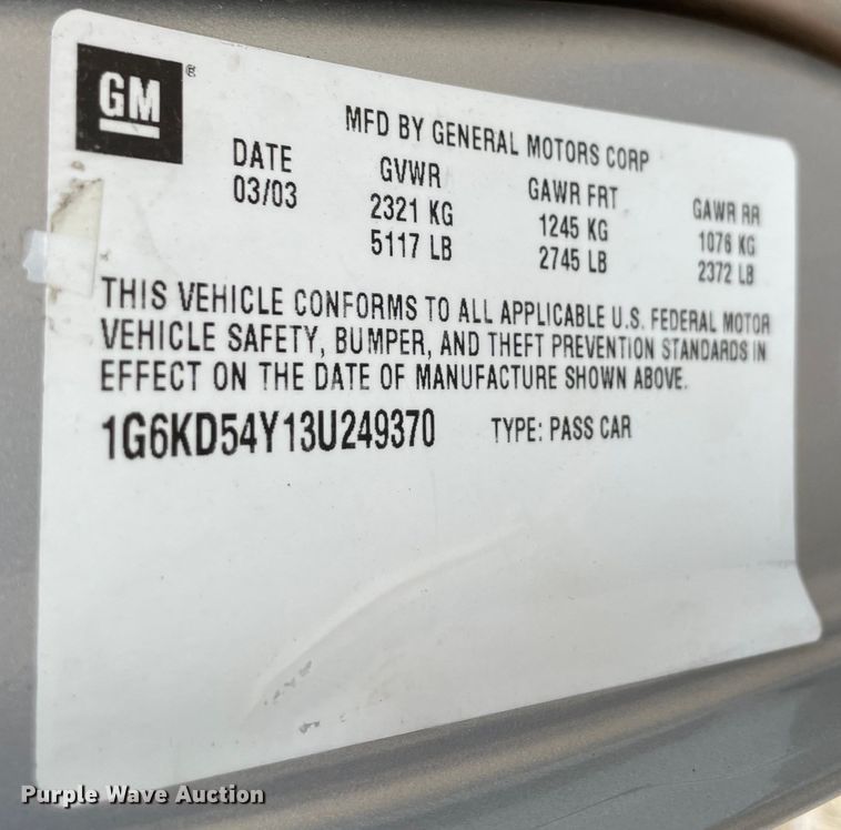 image for item MI9605 2003 Cadillac DeVille