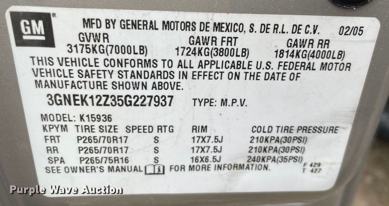 image for item MI9618 2005 Chevrolet Avalanche 1500  pickup truck