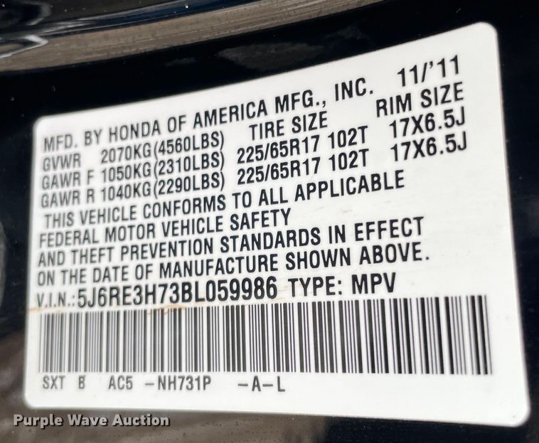 image for item MI9626 2011 Honda CR-V EX  SUV
