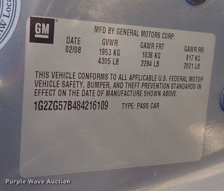 image for item DI1992 2008 Pontiac G6